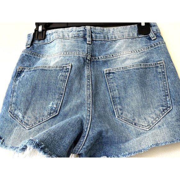 H&M Divided Light Wash Blue Denim Distressed Jean Shorts 6 - Picture 4 of 7